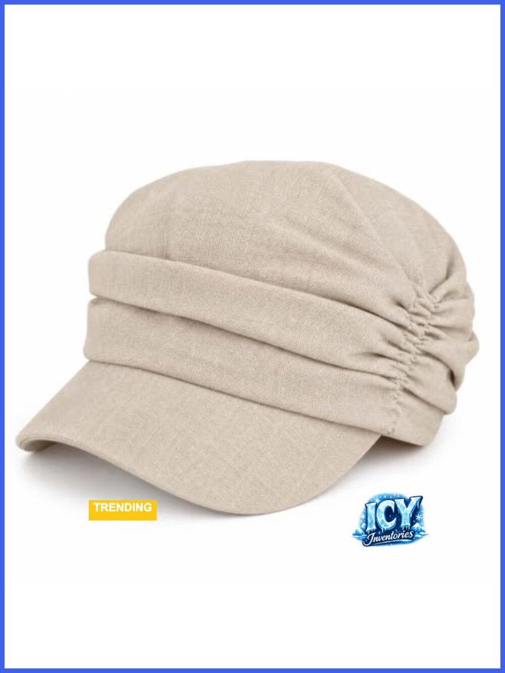 Linen Blend Newsboy Flat Cap Breathable Chemo Headwear Sun Hat